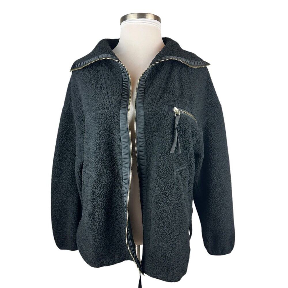 Varley Donley Fleece Jacket Black Oversized Full Zip High Neck Womens Size Large - Picture 9 of 16
